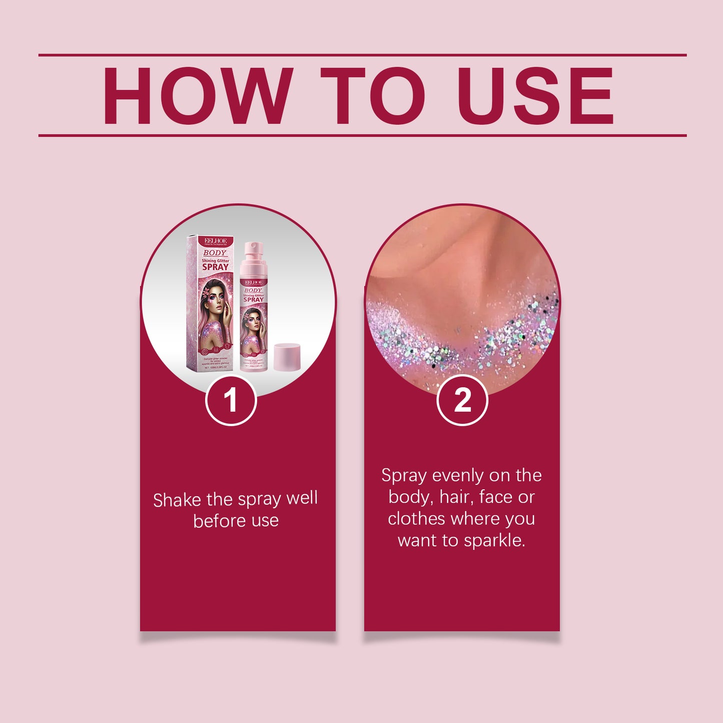 EELHOE Shimmer Spray - Face, Collarbone & Body Highlighter Natural 3D Glow Long-Lasting Sparkle