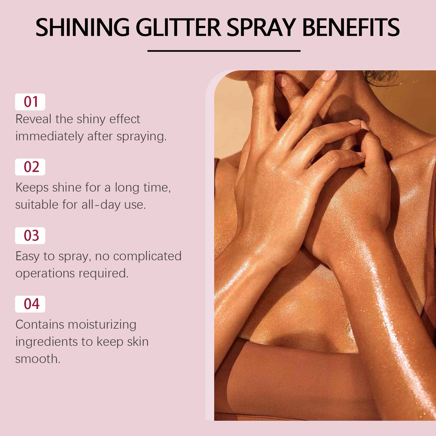 EELHOE Shimmer Spray - Face, Collarbone & Body Highlighter Natural 3D Glow Long-Lasting Sparkle