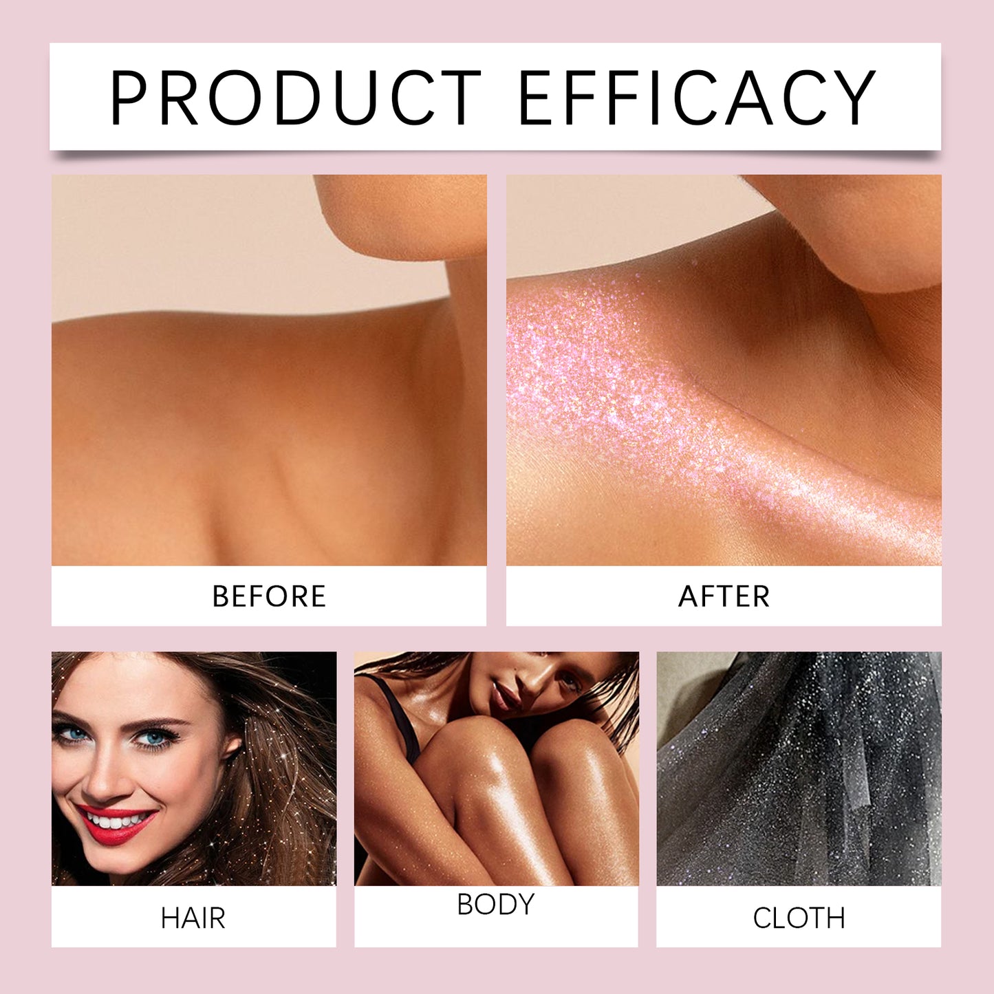 EELHOE Shimmer Spray - Face, Collarbone & Body Highlighter Natural 3D Glow Long-Lasting Sparkle